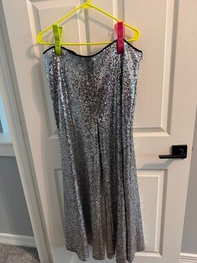 Alex Marie Silver Sequin Wide Leg Pants